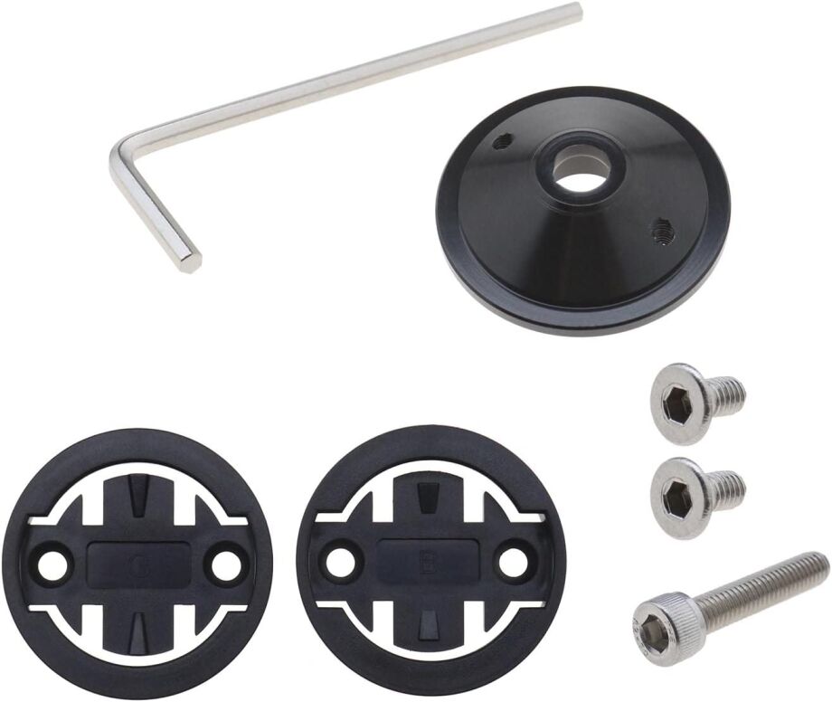 Universal Bike Computer Top Mount Adapter with Garmin, Bryton and Cateye brackets, screws and hex key