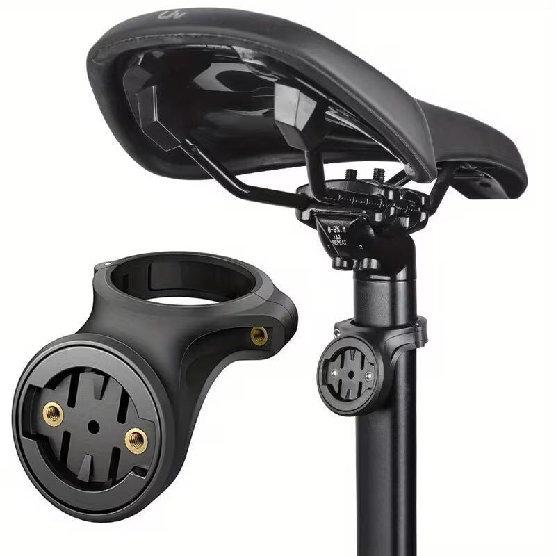 Seat post mount installed on bike seatpost below saddle